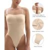 imageSHAPERX Strapless Shortie Bodysuit for Women Tummy Control Shapewear Seamless Sculpt Body Shaper with Removable StrapsBeige Thong