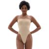 imageSHAPERX Strapless Shortie Bodysuit for Women Tummy Control Shapewear Seamless Sculpt Body Shaper with Removable StrapsBeige Thong