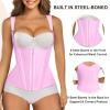 imageSHAPERX Waist Trainer Corset for Women Tummy Control Sport Girdle Hourglass Waist Cincher Body Shaper with Steel BonedPink