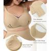 imageSHAPERX Wireless Bras for Women Seamless Push Up V Mesh Bralette No Underwire Full Coverage TShirt Bra with Removable Pads1beige