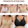 imageSHAPERX Wireless Bras for Women Seamless Push Up V Mesh Bralette No Underwire Full Coverage TShirt Bra with Removable Pads1black