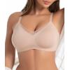 imageSHAPERX Wireless Bras for Women Seamless Push Up V Mesh Bralette No Underwire Full Coverage TShirt Bra with Removable PadsBeige