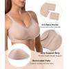 imageSHAPERX Wireless Bras for Women Seamless Push Up V Mesh Bralette No Underwire Full Coverage TShirt Bra with Removable PadsBeige