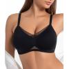 imageSHAPERX Wireless Bras for Women Seamless Push Up V Mesh Bralette No Underwire Full Coverage TShirt Bra with Removable PadsBlack