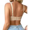 imageSHAPERX Womens Deep V Everyday Bras Wireless Comfort No Underwire Bralettes Soft Push Up Bra Regular and Plus SizeBeige