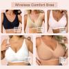 imageSHAPERX Womens Deep V Everyday Bras Wireless Comfort No Underwire Bralettes Soft Push Up Bra Regular and Plus SizeCaramel