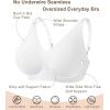 imageSHAPERX Womens Deep V Everyday Bras Wireless Comfort No Underwire Bralettes Soft Push Up Bra Regular and Plus SizeWhite