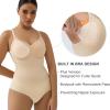 imageSHAPERX Womens Shapewear Tummy Control Bodysuit with Removable Pads Seamless Sculpting Mid Thigh Body ShaperBeige Brief