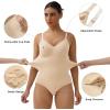 imageSHAPERX Womens Shapewear Tummy Control Bodysuit with Removable Pads Seamless Sculpting Mid Thigh Body ShaperBeige Brief