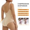 imageSHAPERX Womens Shapewear Tummy Control Bodysuit with Removable Pads Seamless Sculpting Mid Thigh Body ShaperBeige Brief
