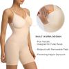 imageSHAPERX Womens Shapewear Tummy Control Bodysuit with Removable Pads Seamless Sculpting Mid Thigh Body ShaperBeige Mid Thigh