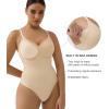 imageSHAPERX Womens Shapewear Tummy Control Bodysuit with Removable Pads Seamless Sculpting Mid Thigh Body ShaperBeige Thong