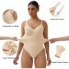 imageSHAPERX Womens Shapewear Tummy Control Bodysuit with Removable Pads Seamless Sculpting Mid Thigh Body ShaperBeige Thong