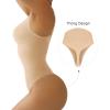imageSHAPERX Womens Shapewear Tummy Control Bodysuit with Removable Pads Seamless Sculpting Mid Thigh Body ShaperBeige Thong