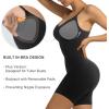 imageSHAPERX Womens Shapewear Tummy Control Bodysuit with Removable Pads Seamless Sculpting Mid Thigh Body ShaperBlack Mid Thigh