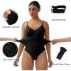 imageSHAPERX Womens Shapewear Tummy Control Bodysuit with Removable Pads Seamless Sculpting Mid Thigh Body ShaperBlack Thong