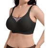 imageSHAPERX Wireless Bras for Women Seamless Push Up V Mesh Bralette No Underwire Full Coverage TShirt Bra with Removable Pads1black