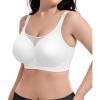 imageSHAPERX Wireless Bras for Women Seamless Push Up V Mesh Bralette No Underwire Full Coverage TShirt Bra with Removable Pads1white