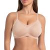 imageSHAPERX Wireless Bras for Women Seamless Push Up V Mesh Bralette No Underwire Full Coverage TShirt Bra with Removable PadsBeige