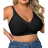 imageSHAPERX Womens Deep V Everyday Bras Wireless Comfort No Underwire Bralettes Soft Push Up Bra Regular and Plus SizeBlack