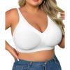 imageSHAPERX Womens Deep V Everyday Bras Wireless Comfort No Underwire Bralettes Soft Push Up Bra Regular and Plus SizeWhite