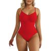 imageSHAPERX Womens Shapewear Bodysuit Tummy Control Body Shaper Seamless Sculpting Snatched Waist Body SuitRed Thong