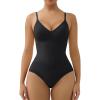imageSHAPERX Womens Shapewear Tummy Control Bodysuit with Removable Pads Seamless Sculpting Mid Thigh Body ShaperBlack Brief