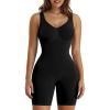 imageSHAPERX Womens Shaping MidThigh Bodysuit Tummy Control Shapewear Seamless Sculpting Body ShaperBlack