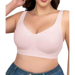 imageSHAPERX Bras for Women No Underwire Seamless Oversized Everyday Bra Comfort Wireless Padded Soft Support BralettePink