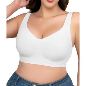 imageSHAPERX Bras for Women No Underwire Seamless Oversized Everyday Bra Comfort Wireless Padded Soft Support BraletteWhite