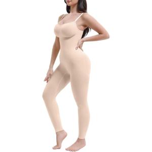 imageSHAPERX Hourglass Leggings 360 Compression 2 Sizes Look Full Body Shaper Breathable No Roll DownBeige Full Body