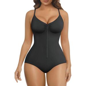 imageSHAPERX Shapewear Bodysuit for Women Tummy Control Seamless ZipUp Body Shaper Snatched Waist Sculpting Body SuitBlack Brief