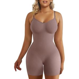 imageSHAPERX Shapewear for Women Tummy Control Bodysuit Mid Thigh Butt Lifter Body Shaper ShortsUmber