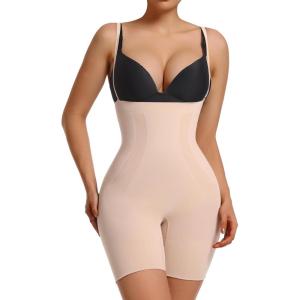 imageSHAPERX Shapewear for Women Tummy Control Open Bust Thigh Slimmer Body ShaperBeigehigh Waist Control Panty