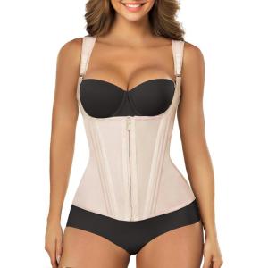 imageSHAPERX Waist Trainer Corset for Women Tummy Control Sport Girdle Hourglass Waist Cincher Body Shaper with Steel BonedBeige