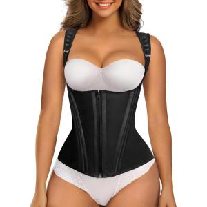 imageSHAPERX Waist Trainer Corset for Women Tummy Control Sport Girdle Hourglass Waist Cincher Body Shaper with Steel BonedBlack