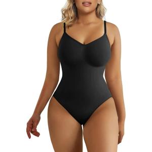 imageSHAPERX Womens Shapewear Bodysuit Tummy Control Body Shaper Seamless Sculpting Snatched Waist Body Suit1black Thong