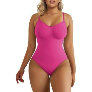 imageSHAPERX Womens Shapewear Bodysuit Tummy Control Body Shaper Seamless Sculpting Snatched Waist Body SuitRose Red Thong