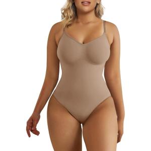 imageSHAPERX Womens Shapewear Bodysuit Tummy Control Body Shaper Seamless Sculpting Snatched Waist Body SuitSienna Thong