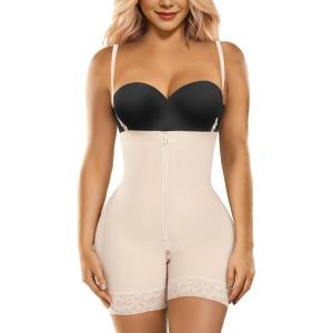 imageSHAPERX Womens Tummy Control Shapewear Fajas Colombianas Open Bust Body Shaper Bodysuit with Zipper Crotch SZ7257BeigeS