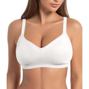 imageSHAPERX Womens Underarm Smoothing Seamless TShirt Bra Wireless Lightly Lined for All Day ComfortWhite