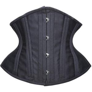 imageSHAPERX Womens Heavy Duty Corset Double Steel Boned Waist Trainer Corsets Underbust Body ShaperBlack Short Torso
