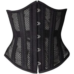 imageSHAPERX Womens Waist Training Corsets Underbust Heavy Duty 26 Steel Boned Hourglass Silhouette Body ShaperBlack Mesh