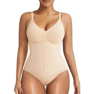 imageSHAPERX Womens Shapewear Bodysuit Tummy Control Seamless ZipUp Sculpting Body Shaper Medium CompressionBeige Brief