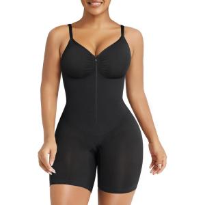 imageSHAPERX Womens Shapewear Bodysuit Tummy Control Seamless ZipUp Sculpting Body Shaper Medium CompressionBlack Shorts