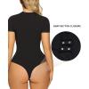 imageSHAPERX Womens Fit Everybody Bodysuit Soft Crew Neck Tshirt Body Suits with Thong Design