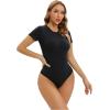 imageSHAPERX Womens Fit Everybody Bodysuit Soft Crew Neck Tshirt Body Suits with Thong Design
