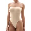 imageSHAPERX Strapless Shortie Bodysuit for Women Tummy Control Shapewear Seamless Body Shaper with Removable StrapsBeige Thong