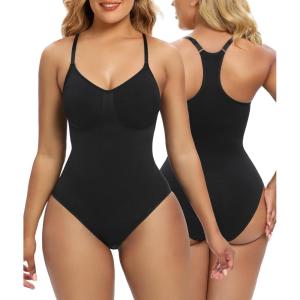 imageSHAPERX Bodysuit for Women Tummy Control Shapewear Racerback Seamless Body Shaper Tank TopBlack