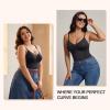imageSHAPERX Womens Shapewear Bodysuit Bonded Tummy Control Panel Seamless Comfy Body Shaper With Targeted CompressionBlack